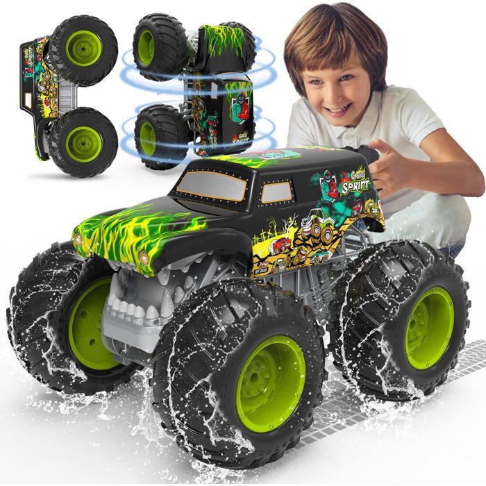 Monster Truck Télécommandé 116 - Voiture Amphibie avec Éclairage et 360° Rotation