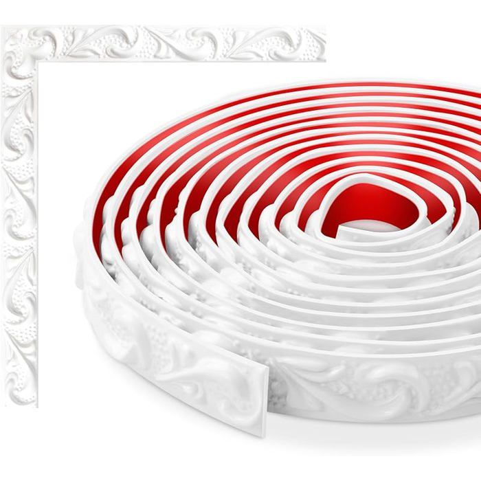 Bandes décoratives murales flexibles bandes décoratives murales autocollantes DIY moulure encadrement pour Blanc 2 2 PLINTHE PVC