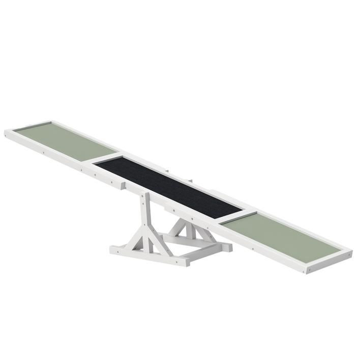 Agility sport pour chien - bascule pour chien - PawHut - bois pré-huilé feutre bitumé antidérapant - gris blanc