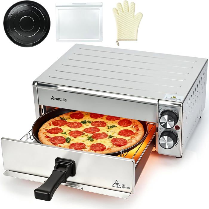Four À Pizza Électrique Air Fryer Acier Inoxydable 12 Po 1800 W Temps Température Réglable Pizza Oven Interieur Multifonctio[GA25] - Spielstabil