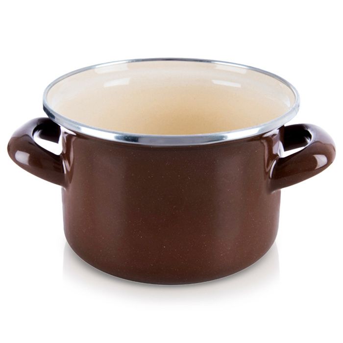 Casserole émaillée individuelle - Orion - 14 cm - 950 ml - Marron - Acier émaillé - Adaptée à toutes les cuisinières