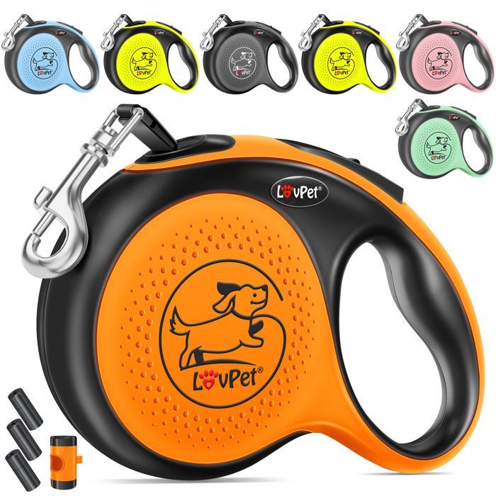 Laisse à enrouleur pour chien rose - LOVPET - Longueur 3 m - Poignée ergonomique - Surface antidérapante - Plastique ABS Laisse à enrouleur pour chien rose - LOVPET - Longueur 3 m - Poignée ergonomique - Surface antidérapante - Plastique ABS