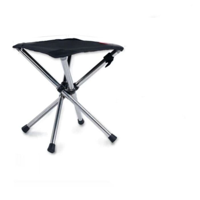 Tabouret Pliant Portable à 4 Pieds – Cadre en Acier Inoxydable Siège en Tissu pour Pêche et Camping