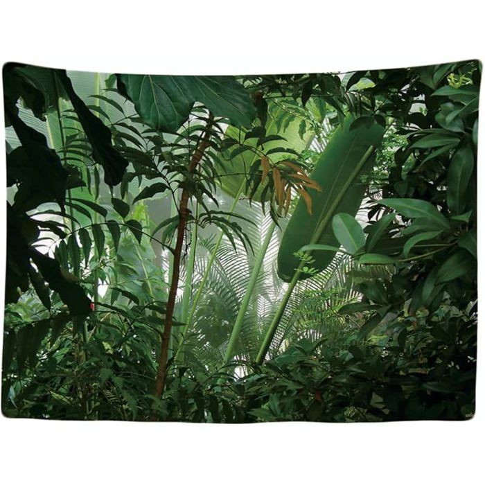 Tapisserie Murale Décorative Chambre Forêt Tropicale Nature Eco Plantes Vertes 200 x 150 cm Grand Forêt verte