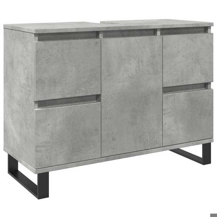 Gris Mobilier de bains - Armoire de lavabo salle de bain gris béton 80x33x60 cm m7595