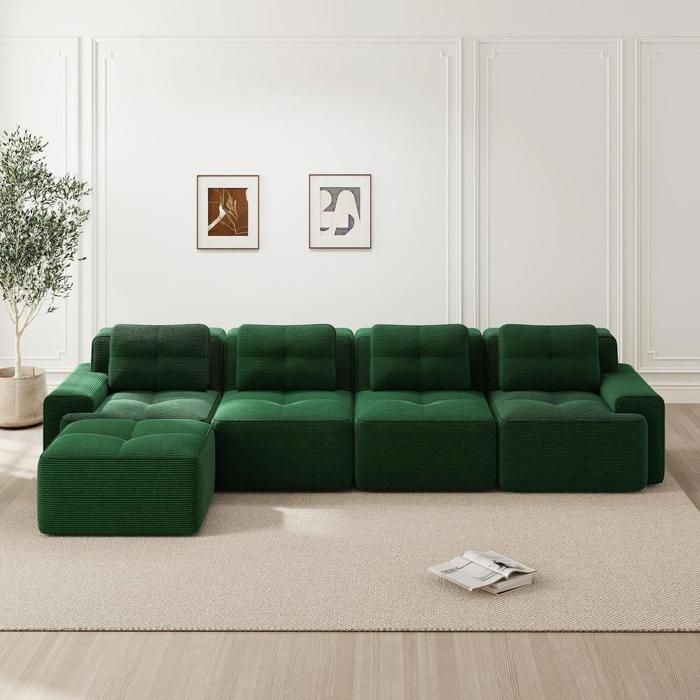 Canapé modulable - KOMHTOM - Cloud L - 4 places - chaise longue modulable - Corduroy anti‑dérapant Canapé modulable - KOMHTOM - Cloud L - 4 places - chaise longue modulable - Corduroy anti‑dérapant