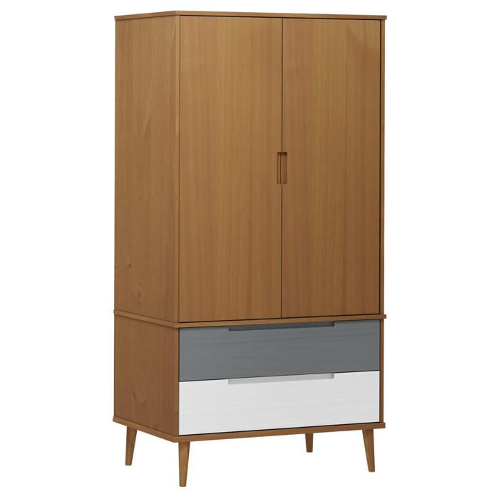 Garde-robe - vidaXL - bois de pin massif - marron - robe classique MOLDE - 90 x 55 x 175 cm 959trm49l Garde-robe - vidaXL - bois de pin massif - marron - robe classique MOLDE - 90 x 55 x 175 cm 959trm49l
