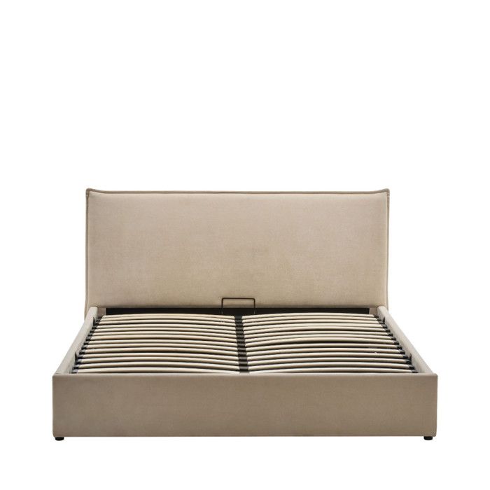 Cama - Lit coffre en tissu 160x200cm - Beige Cama - Lit coffre en tissu 160x200cm - Beige