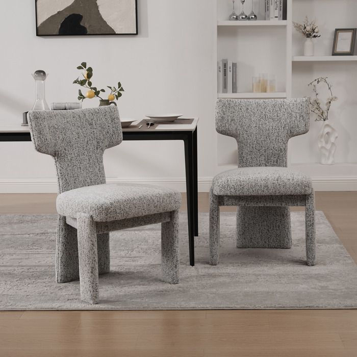 Fauteuils daccent modernes - Ensemble de 2 pièces - Blanc-Noir - Chenille - 64x56x86 cm - Design futuriste