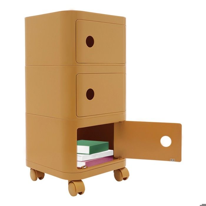 Table de Chevet avec Roulettes à 3 Niveaux - Jaune Gingembre - Table de Nuit - Meuble de Chambre - Chevet Mobile pour Chambre