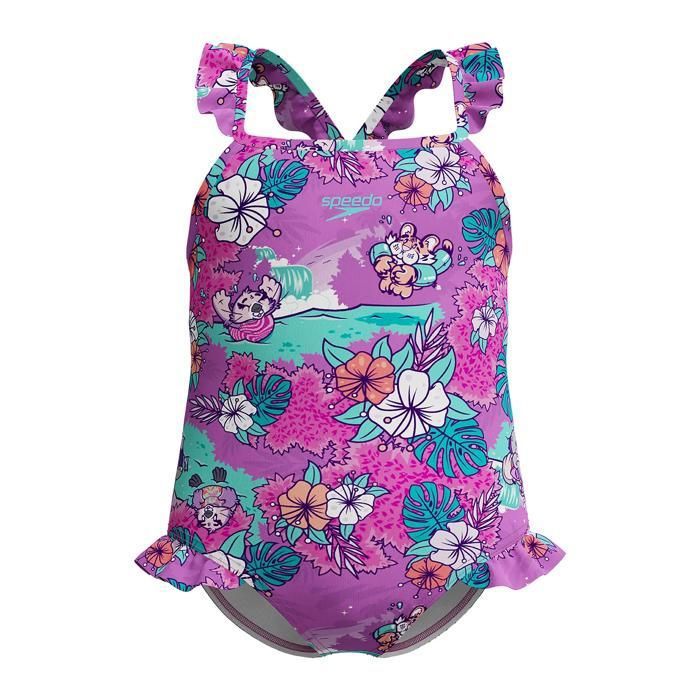 Maillot de bain 1 pièce bébé fille Speedo Frill - neon violet