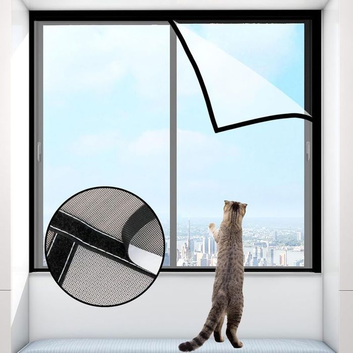 Filet de protection pour fenêtre 100x120cm autocollant anti-moustiques pour chats
