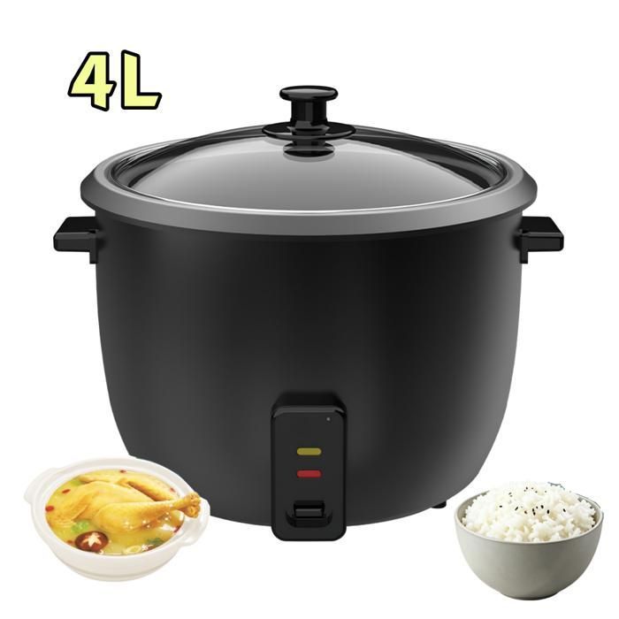 Cuiseur à riz 4 L - 700W - cuiseur à riz antiadhésif - cuiseur à riz anti-brûlage à sec - tasse mesurer et cuillère à riz -  Noir