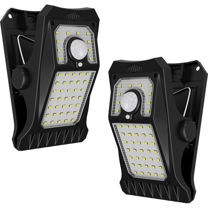 Lampe solaire extérieure 45 LED avec détecteur de mouvement IP65 lot de 2