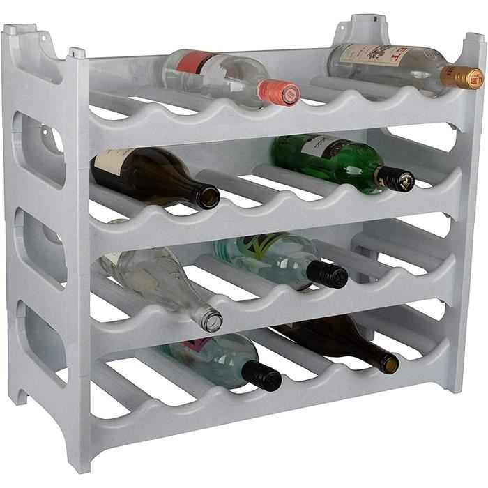 étagère à bouteilles modulable artecsis 24 bouteilles 60x28x54 cm (lxlxh) – cave à vin en plastique, gris granite - range bouteille