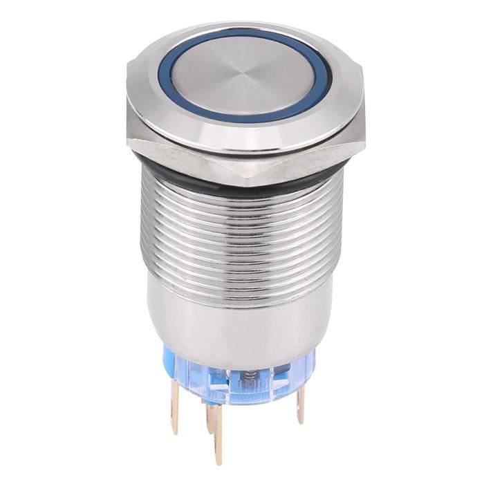 Qiilu Bouton-poussoir 19mm 12 V LED ON/OFF Commutateur (bleu