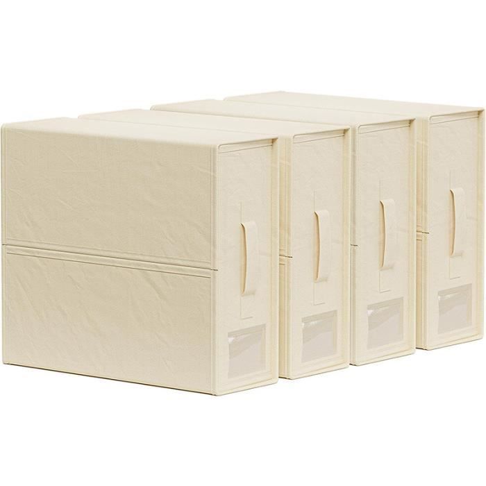 4 boîtes de rangement pliables - Organisateur de draps de lit pour placard linge de lit couvertures vêtements sous-lit penderie