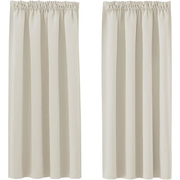 Rideau Occultant MIULEE Beige - Thermique, Insonorisant Pour Chambre Et Salon 140x225 Cm