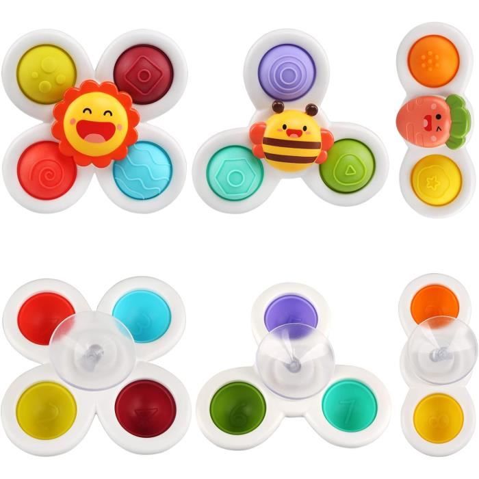 Sudnsadaks 4 Jouets Bain Bébé Ventouse Rotative – Coccinelle, Abeille, Escargot, Papillon – Ventouses Puissantes & Colorées