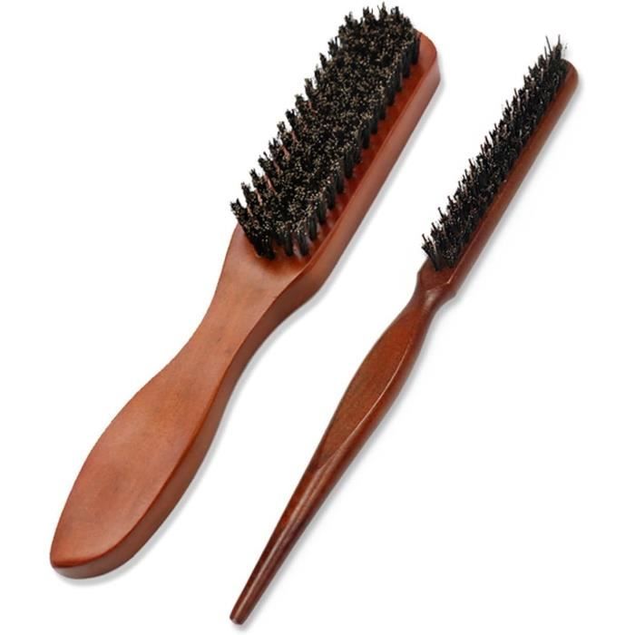 Lot De 2 Brosses En Poils De Sanglier - Pour Hommes Et Femmes - Soin Des Cheveux Naturel