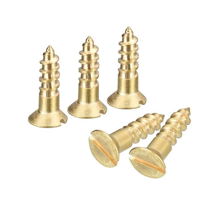Vis bois Laiton chrome Tête fraisée bombée TFB Fendue 5X50-1 pièce