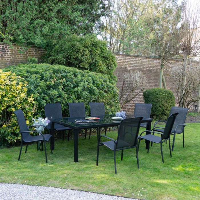 Salon de jardin en aluminium et verre Black Edition 8 places Wilsa Garden Salon de jardin en aluminium et verre Black Edition 8 places Wilsa Garden