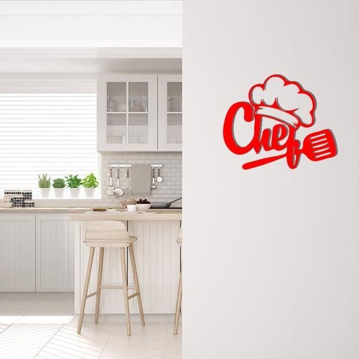 Decoration Murale En Metal Chef Cuisine Rouge L Cdiscount Maison