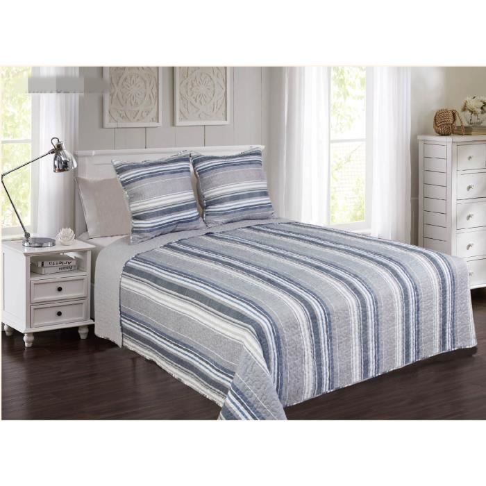 Couvre-lit D/écoration de Chambre,Entretien Facile Ensemble De Literie 3 Pi/èCes,Blanc,230 250cm Siunwdiy Couvre-lit matelass/é r/éversible avec 2 taies doreiller