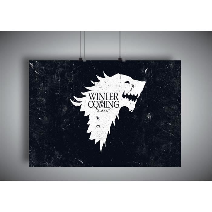 Poster Game Of Thrones Winter Is Coming Loup Blanc Wolf White