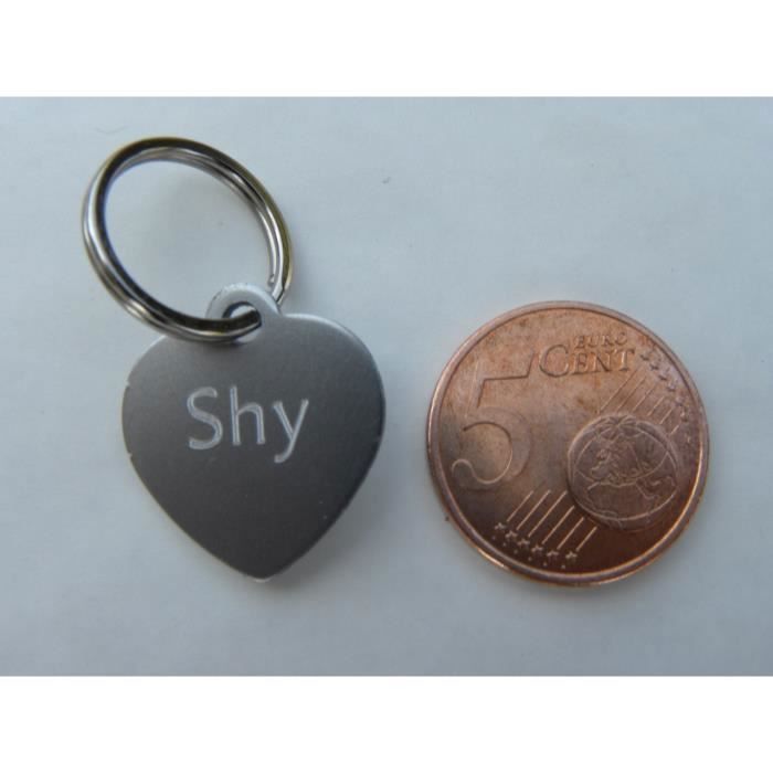 1 MÉDAILLE gravée pour chat coeur argenté (PM) personnalisation