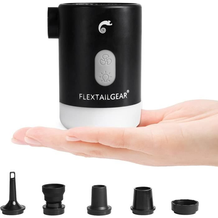 Pompe à Air Portable FLEXTAILGEAR Max Pump Plus – 300L/min, Batterie 3600mAh, 5 Buses, Ultralégère (160g), Pour Matelas, Piscine, Camping