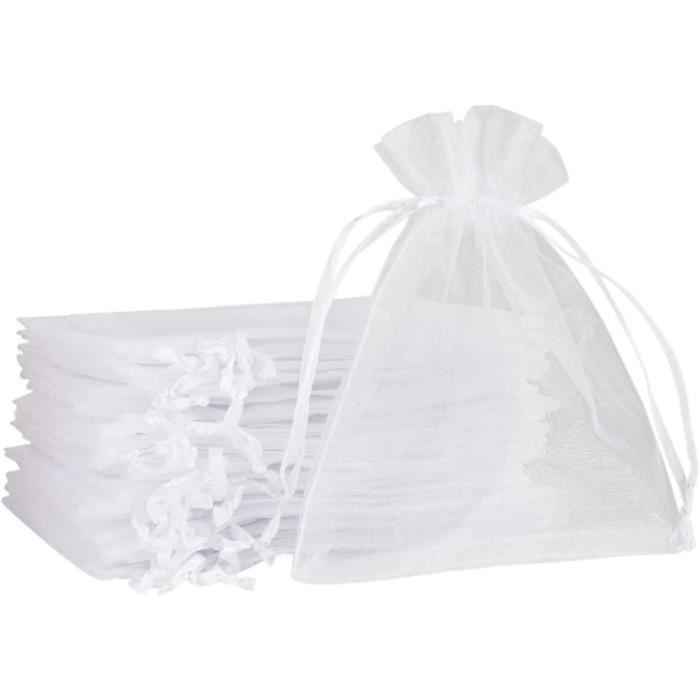 TNSOYCA 20 Pièces Sachet Organza Blanc, 18 X 13.2 Cm