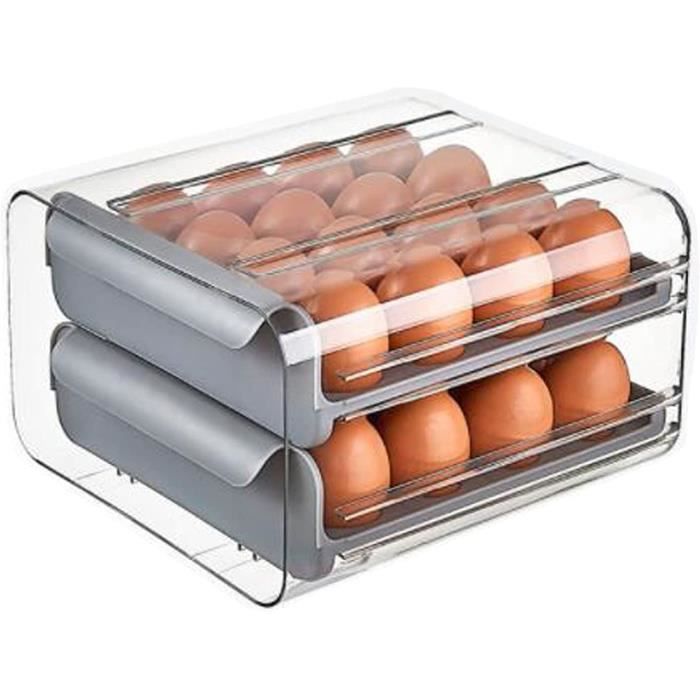 Boîte à Œufs Avec Tiroir Pour Réfrigérateur - Transparente - 20x30,5x8,5cm - Range Œufs, Légumes