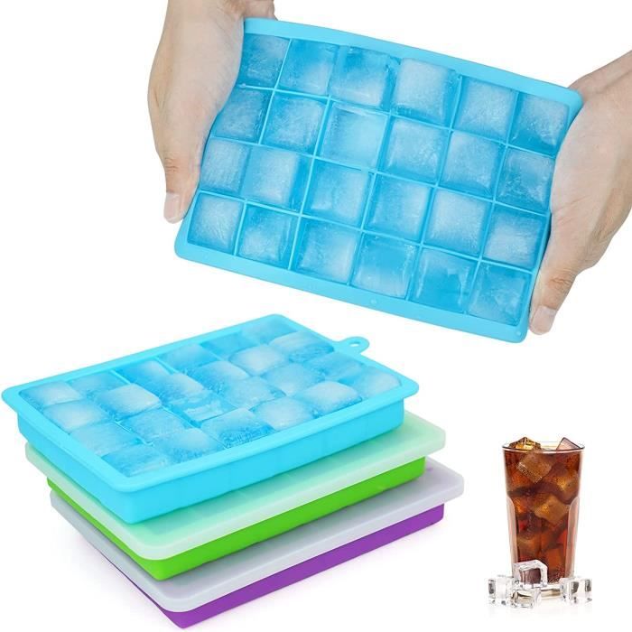 Lot De 2 Bacs à Glaçons En Silicone - 12 Glaçons De 5 Cm - Avec Couvercle, Empilables - 12