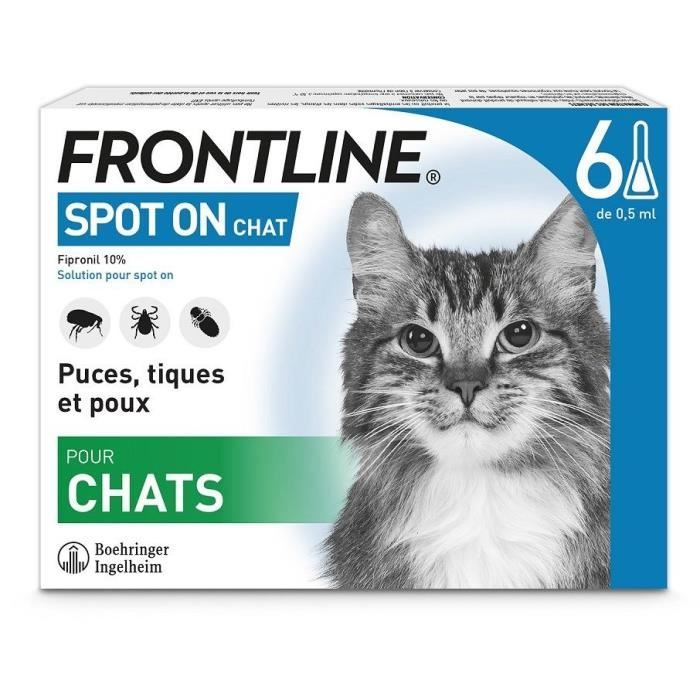 FRONTLINE Spot On Chat 6 pipettes - Puces tiques et poux