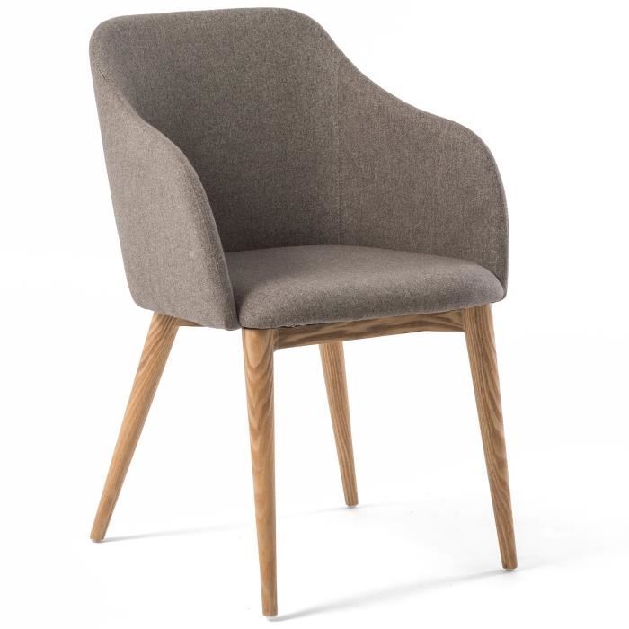 Chaise avec accoudoir design scandinave VARM gris  Cdiscount Maison