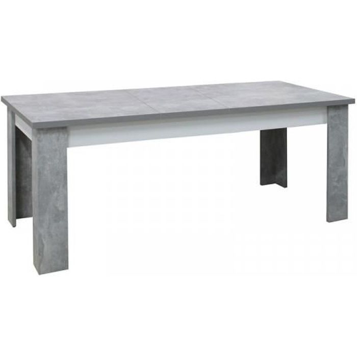 table de repas rectangulaire a allonge blanc beton cire rodio gris bois l 180 220 x l 90 x h 76 cm table de repas cdiscount maison