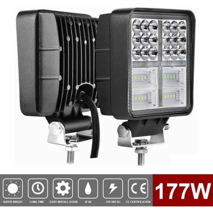 Rampe De Phares LED De Travail 2x72W 12V/24V - 5300 Lm Pour Tracteur Chantier - Neuf