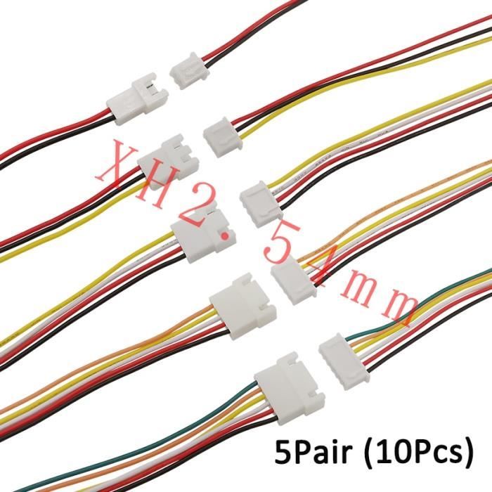 10 sets JST 2.54 SM connecteur 2-Pin femelle et mâle avec fils câbles