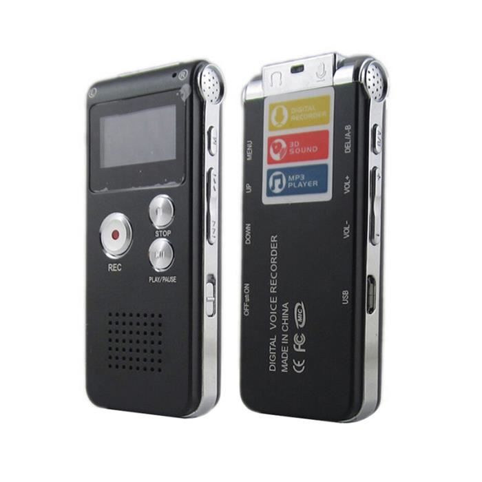Romsion Disque Dictaphone MP3 Enregistreur Audio Mini Audio Num¨¦Rique 8 Go Black ETC. 