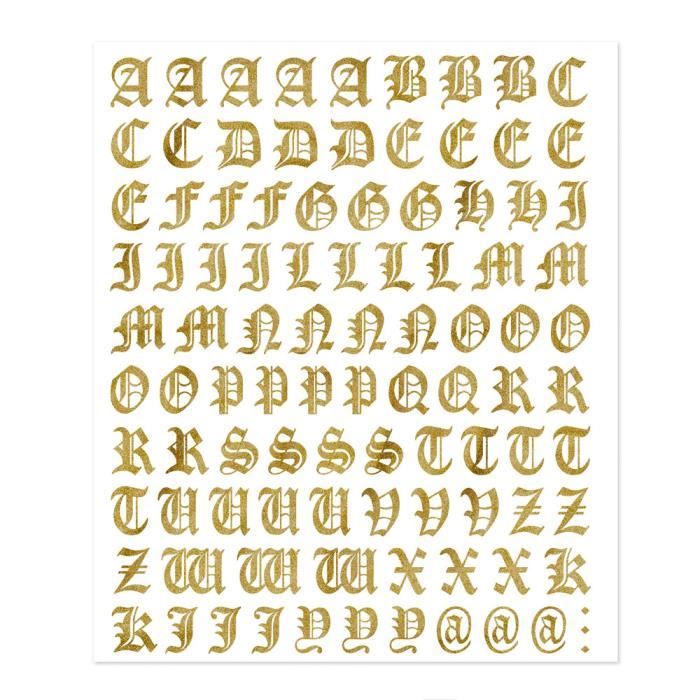 Kit Lettres Adhesives Gothique Dore
