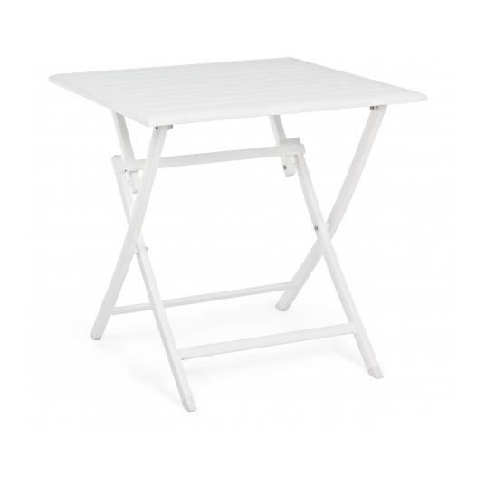 table extérieure pliante carré elin 70 x 70 blanche - meuble de jardin - aluminium - essentiel