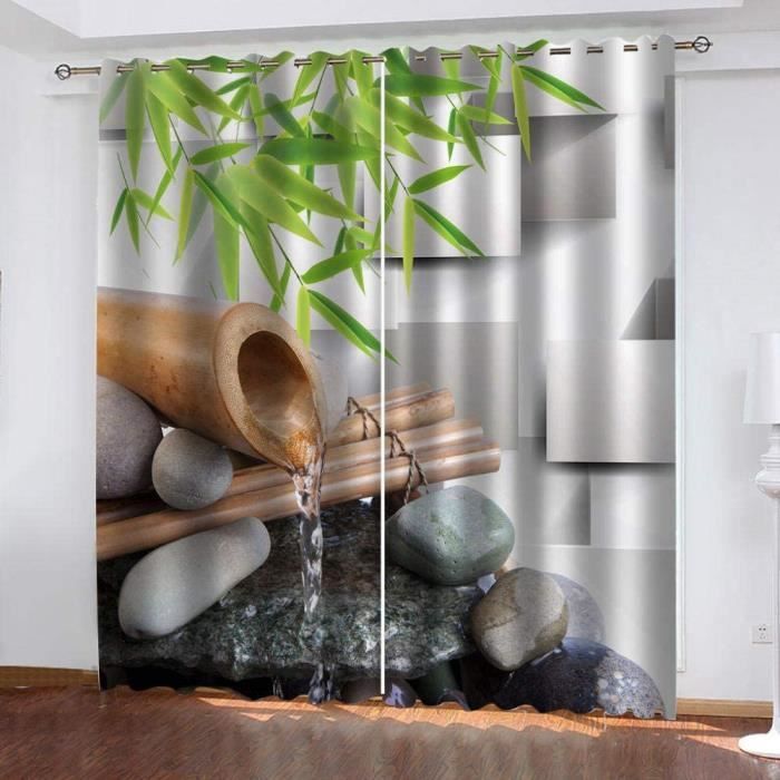 Rideaux Occultant Enfant 3d Imprimer Bambou Simple Et Eau Salon Chambre Cuisine Rideaux A Oeillets 60x1cmx2 312 Cdiscount Maison