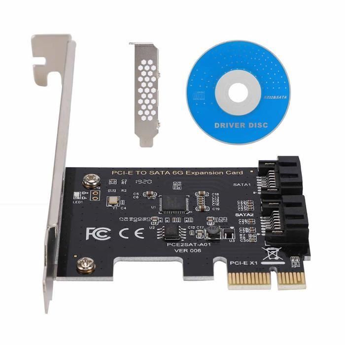 PCI-E Cartes PCI Express Vers SATA 3.0 2-Port SATA III 6Gbit-s Cartes d'adaptateur d'extension -QNQ