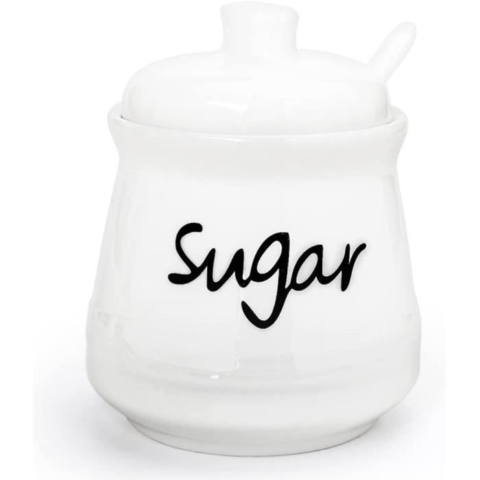 Sucrier En Céramique Avec Couvercle Et Cuillère – 350 Ml, Design élégant, Pour Bar à Café Ou Cuisine