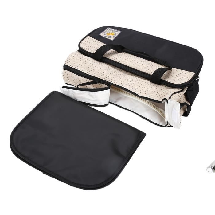 Sac à Main Langer Bébé Maman Set de 5pcs pour Promenade-Noir