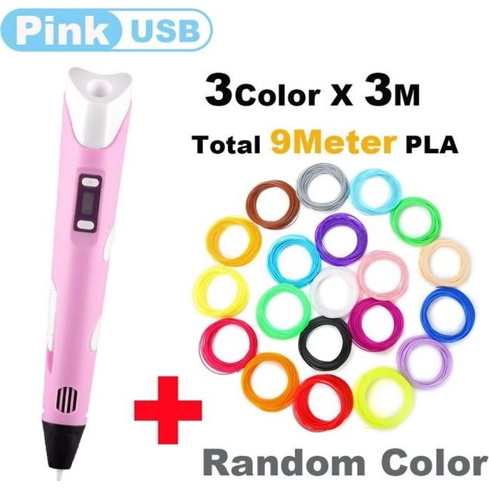 Pink-9M PLA -stylo 3D Original, impression Filament PLA, jouet créatif ...