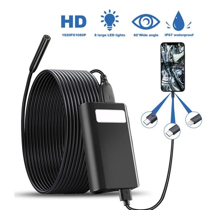 Endoscope Industriel 15 M étanche IP66 - Caméra Inspection Canalisations Avec 6 LED, Pour Android