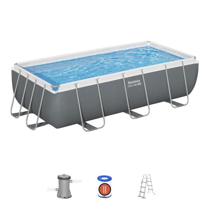 Kit Piscine hors sol tubulaire BESTWAY Steel Pro Max™ 404 x 201 x 100 cm Rectangulaire Filtre à cartouche échelle - vue 1