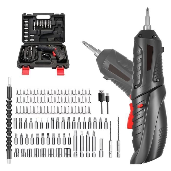Tournevis électrique rechargeable BYONDSELF - 113pcs - Magnétique - LED intégrée - 1300mAh - Noir